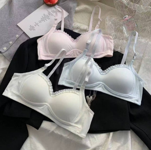 Girls' Underwear, Women's Push-Up Bra Without Rims, Thin Bra for Students, Junior High School Students, High School Students, Development Period, Big Children, Small Breasts