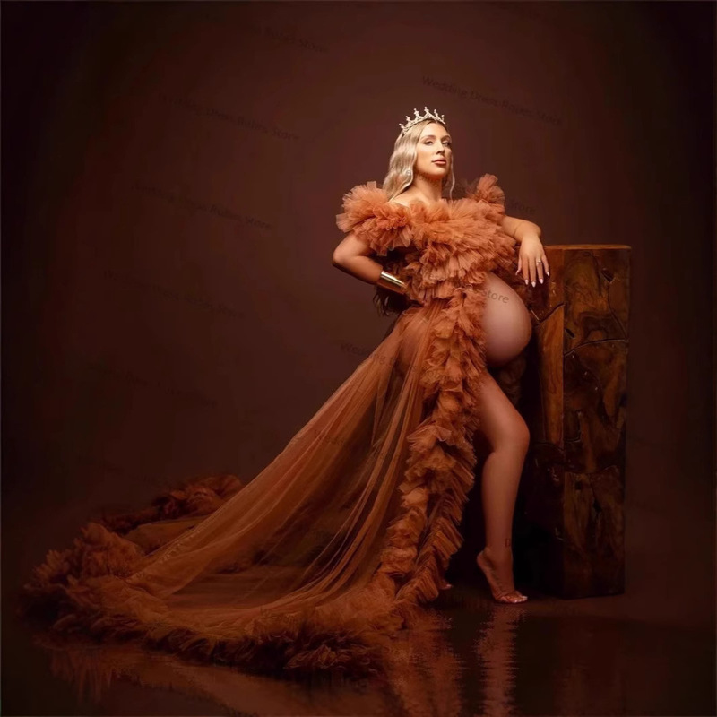 Amazon Hot Selling Bride Maternity Photo Studio New Wedding Dress Front Split Sexy Big Belly Beautiful Dress for Women