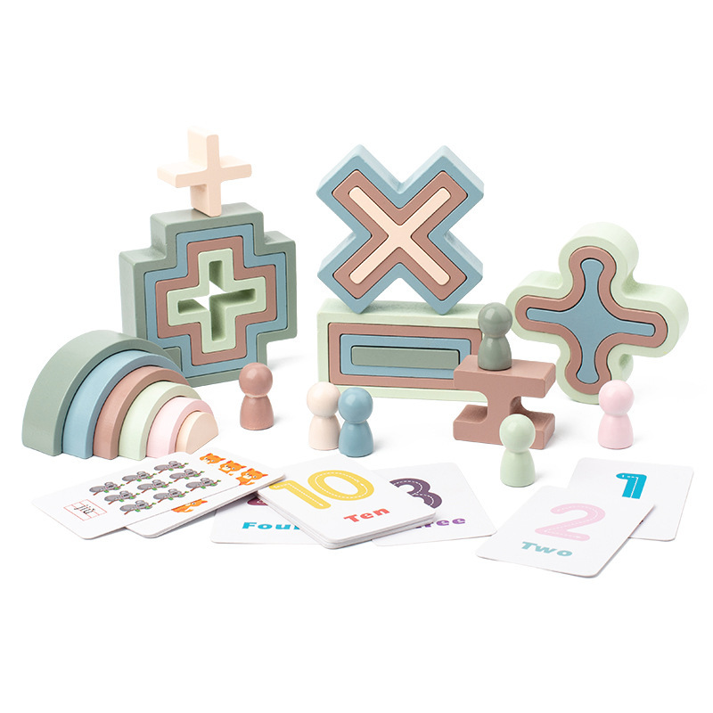 Weiweihu Tronos de construcción de suma y resta tridimensionales Educación temprana para niños Tronos de construcción irregulares de color macaron rompecabezas Juguetes de madera