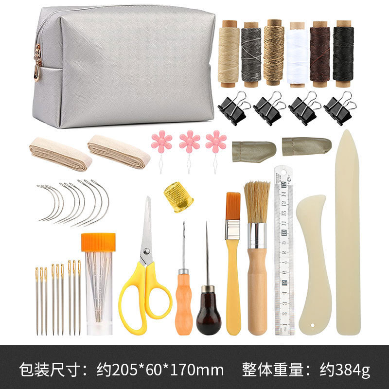 国境を越えた新しい小さな黒い糸の革手縫いセットレザーアートツール diy セットは組み立てとマッチングメーカーをサポートします|undefined