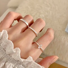 S925纯银极简风锆石蝴蝶戒指女开口可调节小众高级感轻奢百搭手饰