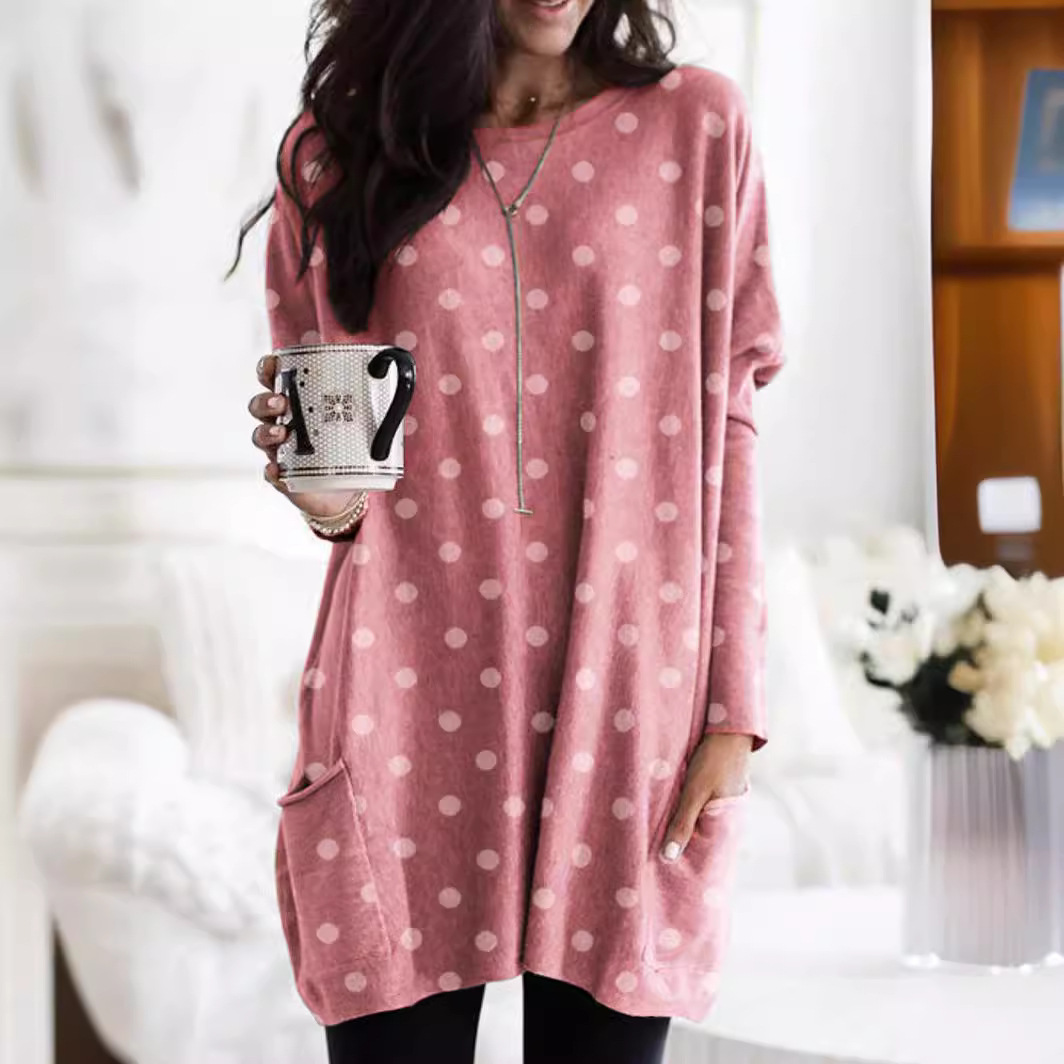 2023アマゾンebay速売通wish新欧米秋長袖カジュアルポケットtシャツ上着女装