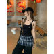 Black Bow Camisole Women's Spring Autumn and Winter Stacked Pure Sweet Spice Girl Slim-fit Waistle Sleeveless Top