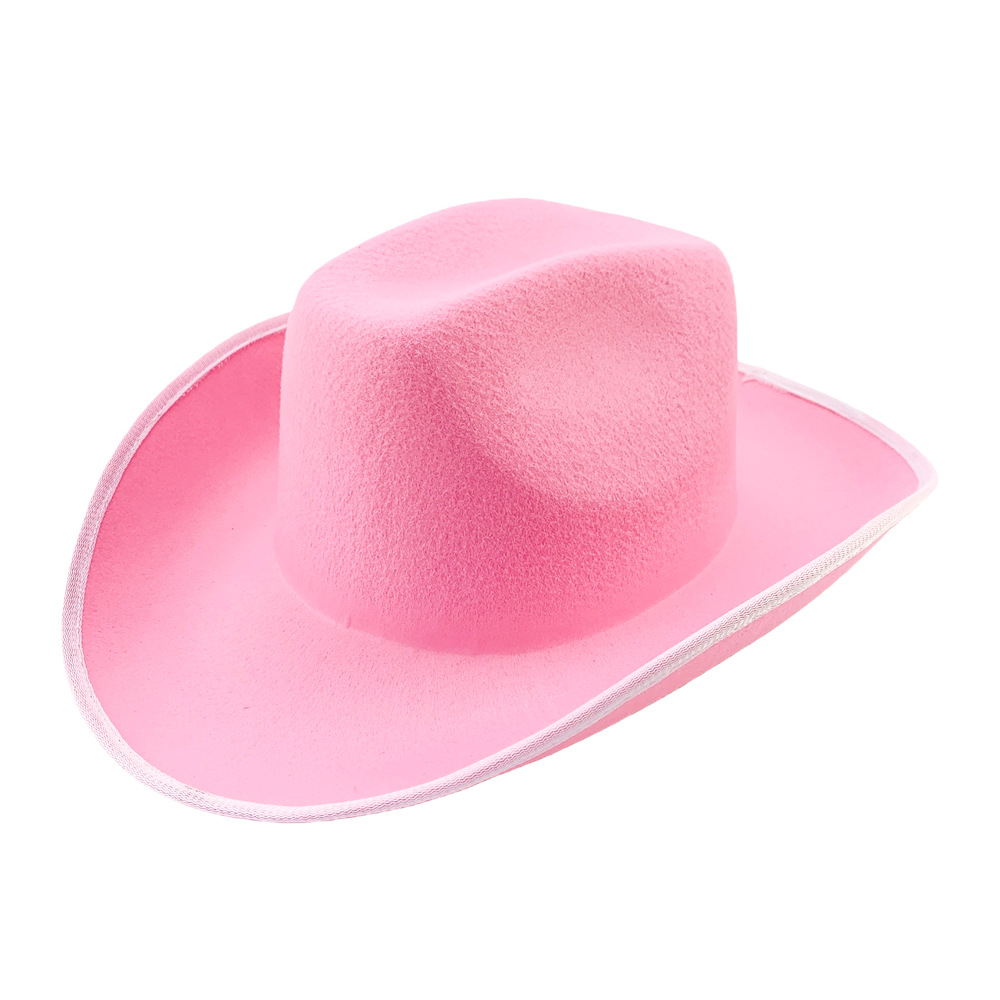 Sombrero de Vaquero Occidental de Fieltro, Borde Ancho y Enrollado para Fiestas
