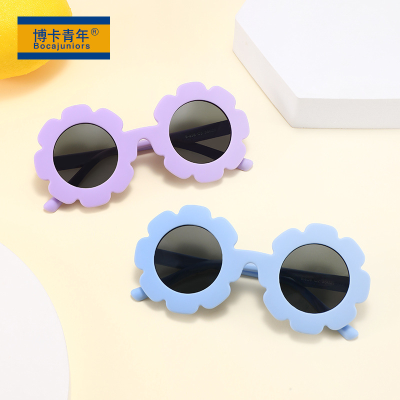 2024 New Children's Japanese and Korean Flower Shape Sunglasses Silicone Material Cartoon Polarized Sunglasses JC056