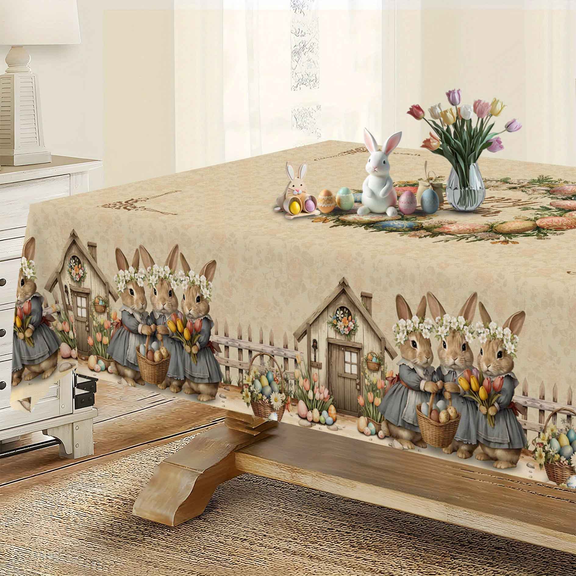 new Easter Egg Festive Tablecloth For Home Dining Table Dustproof Holiday Decoration_voghion.com