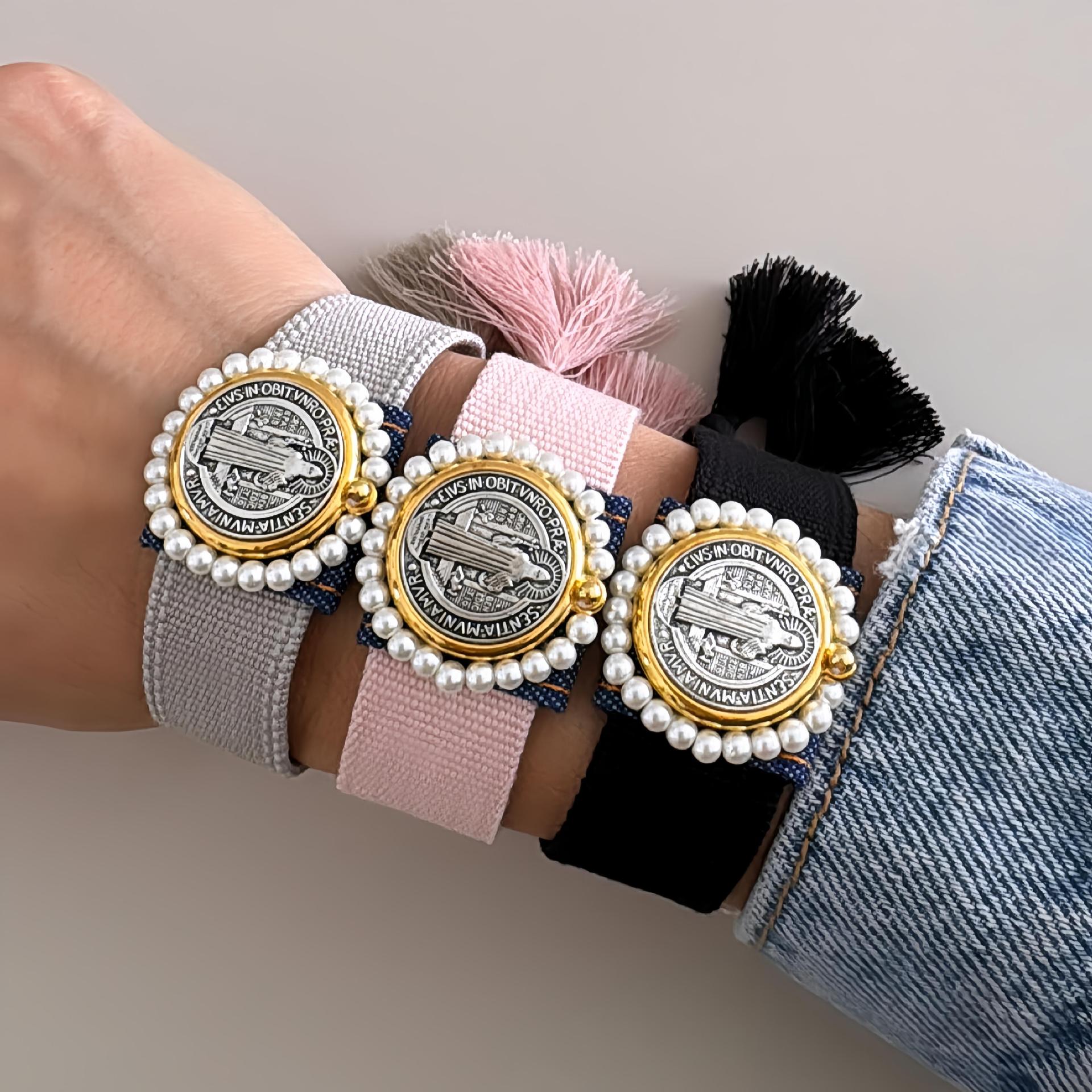 11g Weight Copper Human Round Saint Benedict Bracelets