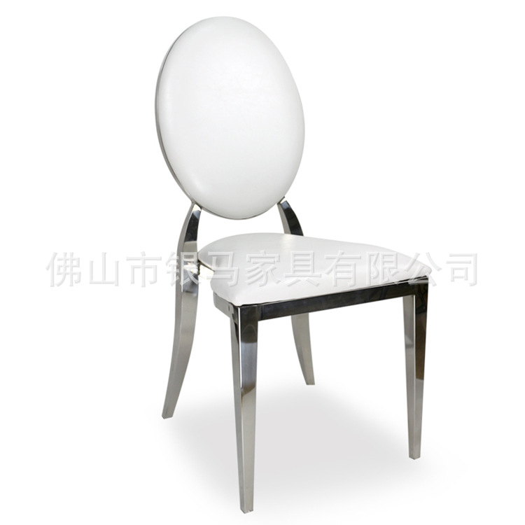 Fábrica al por mayor Hotel banquete boda comedor silla boda galvanoplastia Silla de acero inoxidable Bolsa De Oro suave Silla de comedor de cuero