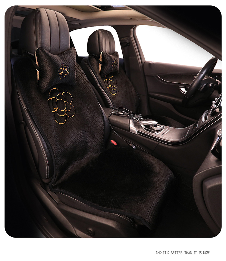 New camellia 12v electric heating car seat cushion USB size car universal single five winter plush cushion