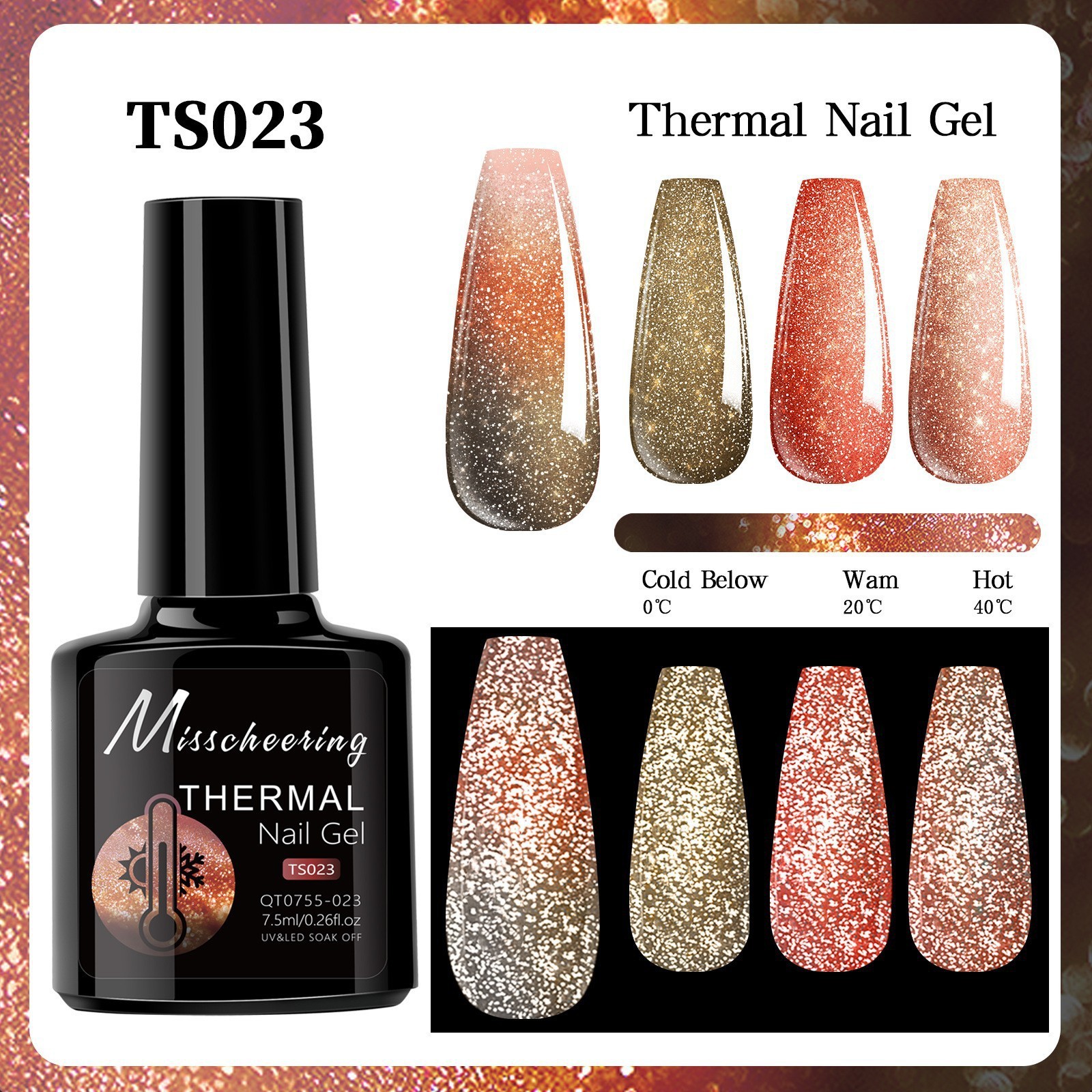 Gel para Uñas Térmico con Diamantes Alta Reproducción Cromática para Manicura image 22