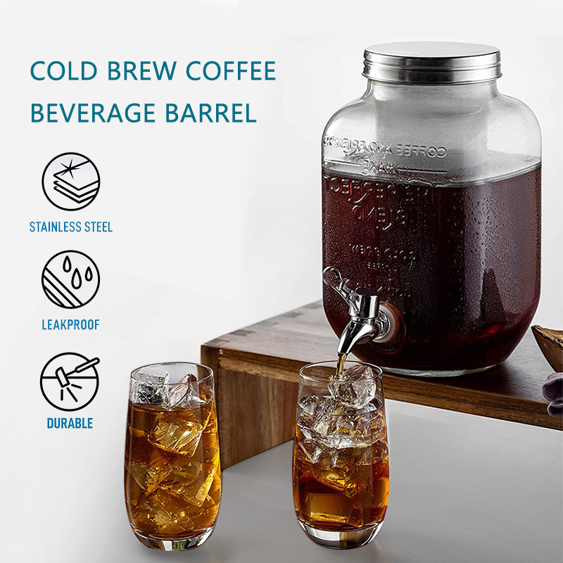 Cross-Border Household Coffee Cold Brew Bucket with Spigot, Refrigerator Fruit Glass Teapot, Cola Bucket Glass Jar, Fruit-Flavored Cold Brew Cross-Border Household Coffee Cold Brew Bucket with Spigot, Refrigerator Fruit Glass Teapot, Cola Bucket Glass Jar, Fruit-Flavored Cold Brew