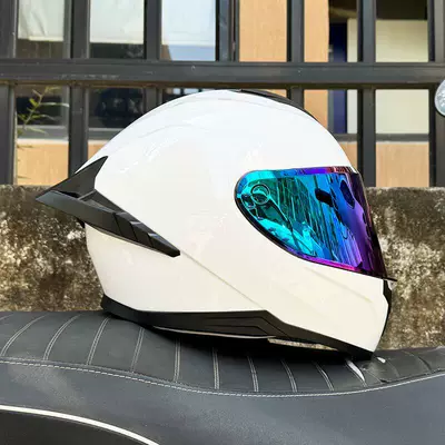 Motosiklet kaskı (dəbilqə) | Helmet, New National Standard 3C Certification - pearl-white-plated-y10-soft-wheat-comes-with-clear-lens-s