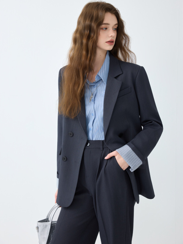 高级感西装套装女2025秋季新款宽松休闲西服气质通勤职业装两件套|undefined