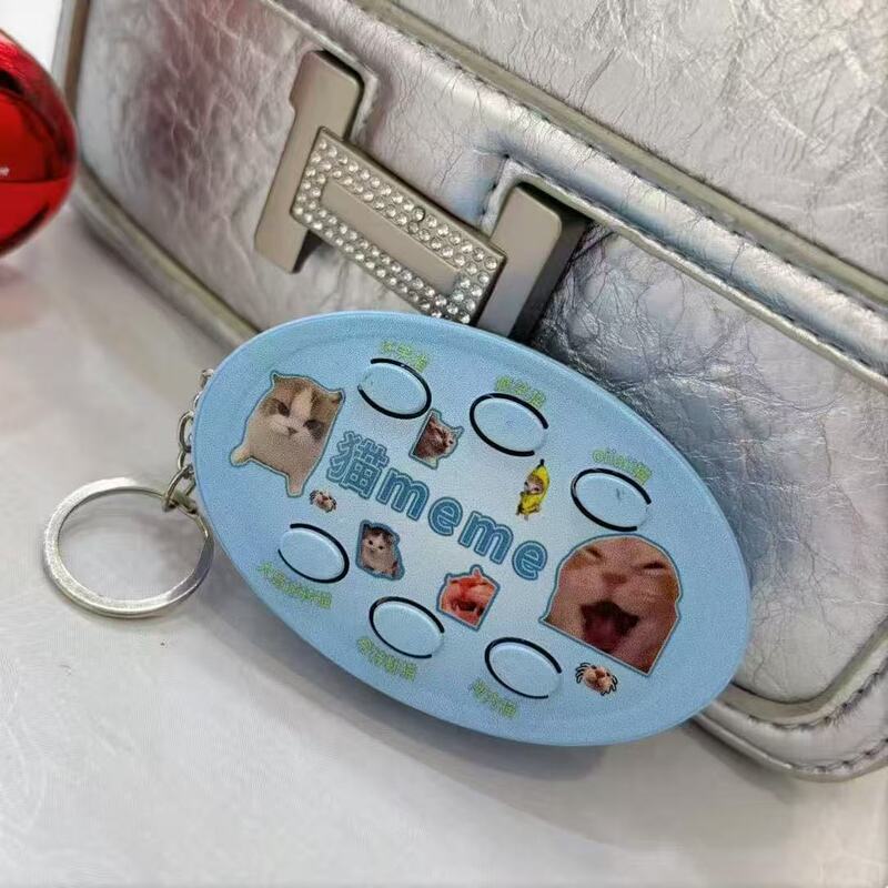 Abstract Kitten Voice Keychain Button Sound Pendant Popular Meme Classmate Friend Gadget Gift
