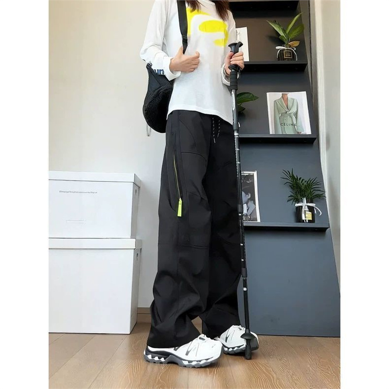 美式机能侧拉链冲锋裤男女款山系户外三防工装裤速干透气伞兵裤子|undefined