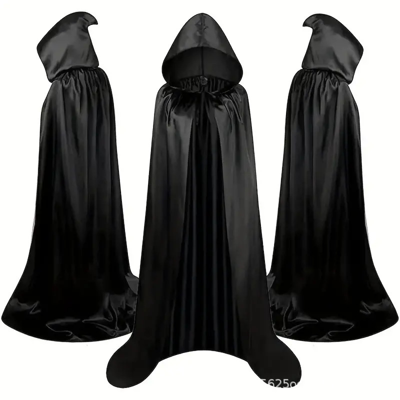 ハロウィンマントコスプレ大人子供黒中世魔術師ローブ死僧帽パフォーマンス|undefined