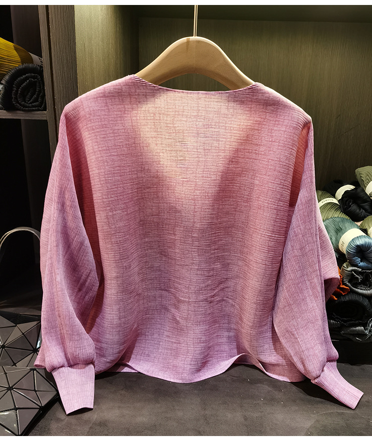 Áo khoác dáng rộng nữ tay lỡ cổ tròn chất liệu cotton thoáng mát — Màu hồng, màu xám, màu mơ chi tiết 12