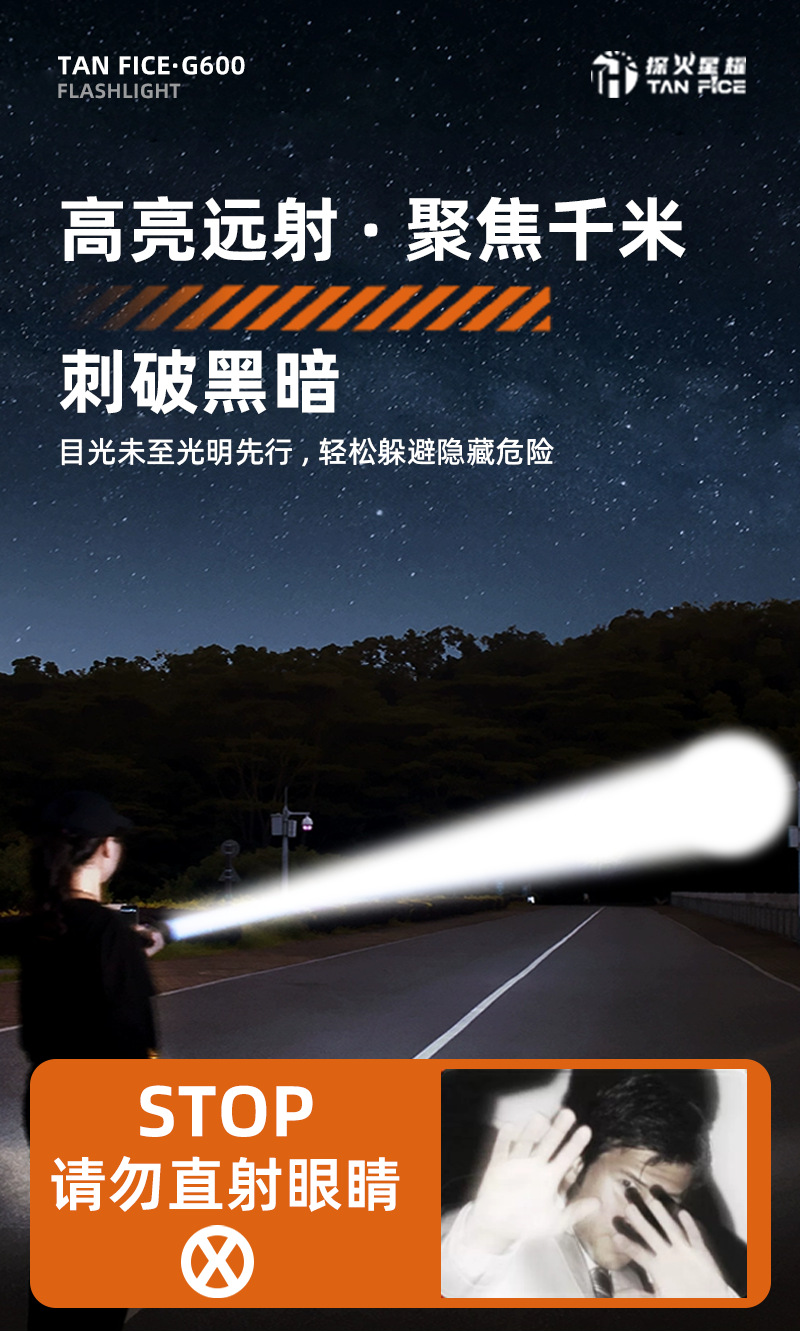 Cross-Border Aluminum Alloy Flashlight, Thickened Multi-Functional Auto Repair Work Light, Laser Zoom Laser Cannon, White Laser Flashlight
