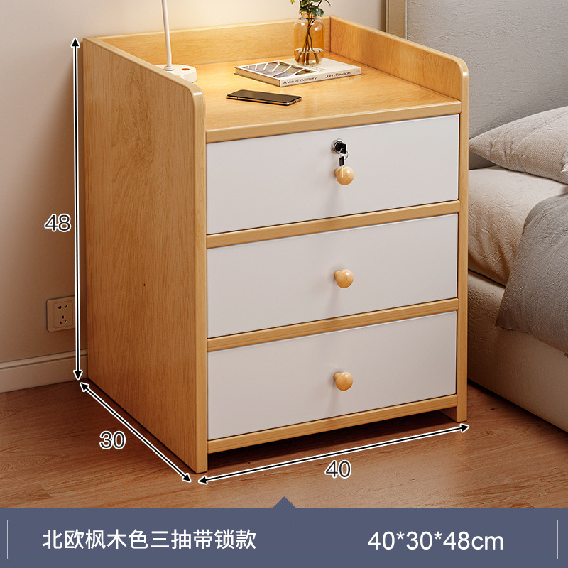 Mesa de cabezal de cama simple pequeño armario de almacenamiento doméstico armario de estante armario para habitaciones de alquiler de dormitorios