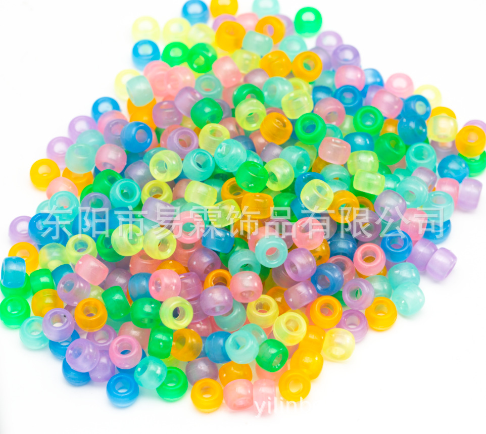 Material de bricolaje transfronterizo cuentas de barril cuentas sueltas cuentas de pony cuentas hechas a mano de agujeros grandes 6*9MM accesorios de joyería de color al por mayor