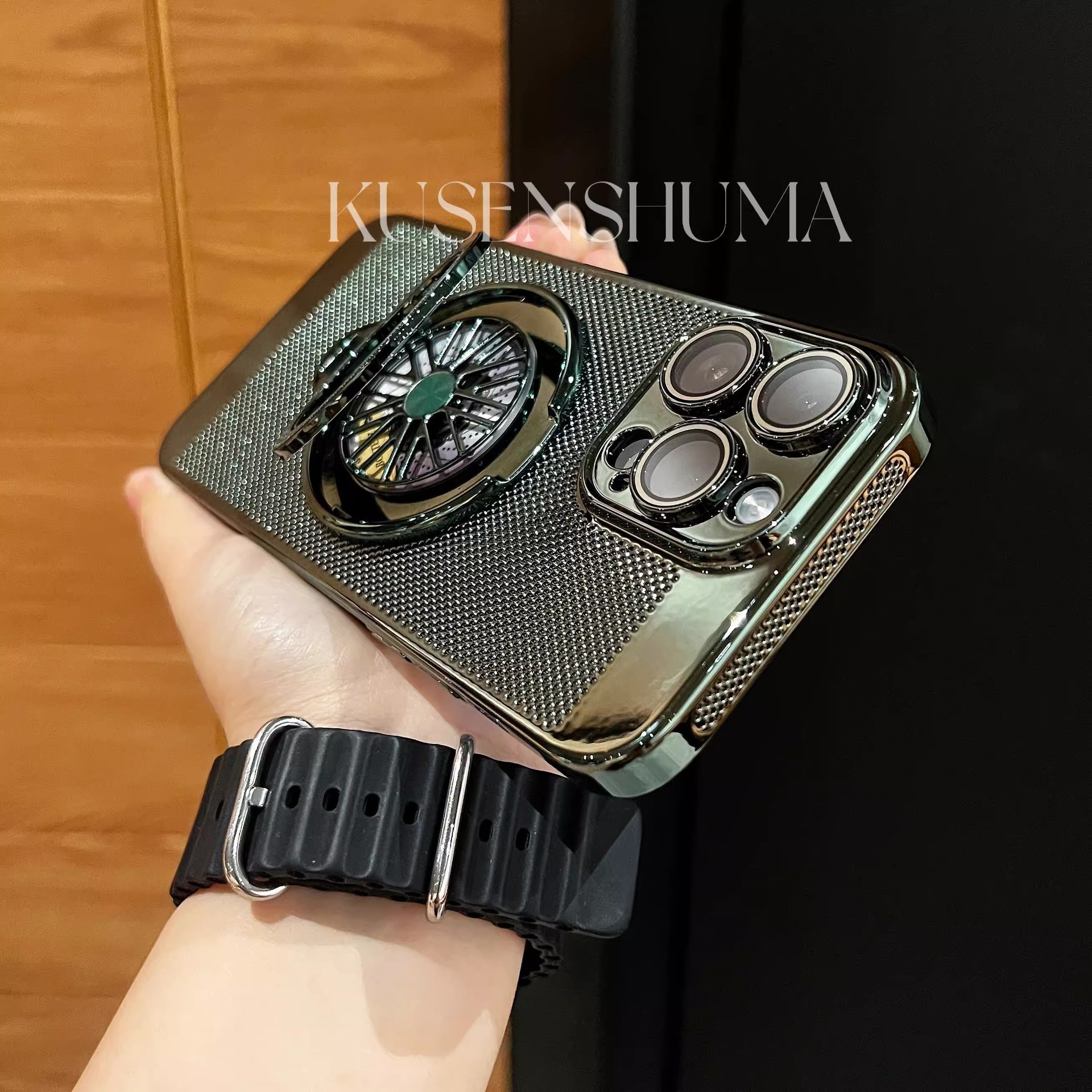 Aplicable para iPhone17AIR caso de teléfono móvil giroscopio soporte galvanizado ventilador disipación de calor malla manzana 16 caso duro a prueba de caídas