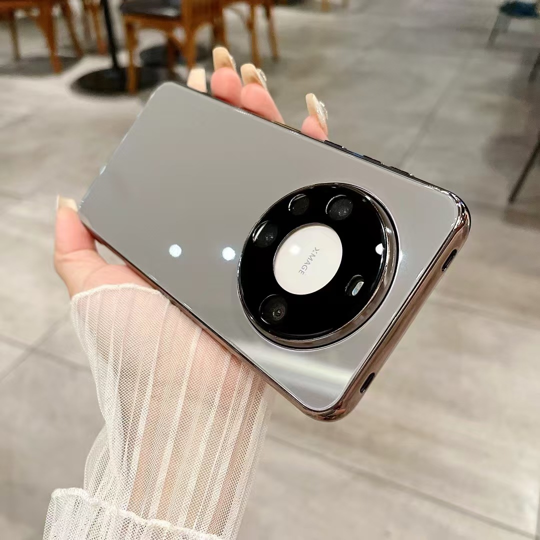 Enchapado en color puro Apple 16ProMax carcasa de vidrio cristal de hielo Huawei mate70pro carcasa del teléfono móvil para Huawei p70