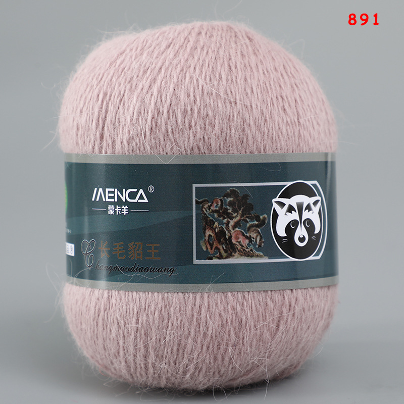 Hilo de lana de visón de lana larga Monopolio de la marca MENCA Hilo de lana de conejo de Angora Hilo de punto hecho a mano de 2 hilos