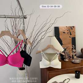 前扣美背内衣女小胸聚拢显大无钢圈上托防下收副乳夏季无痕文胸罩