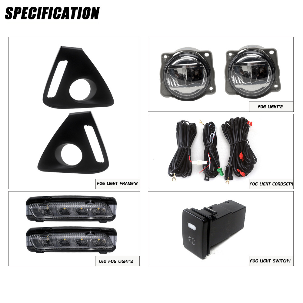 Aplicable a TOYOTA 16 / 17 / 18 / 19 / 20 TANK conjunto de lámpara de niebla delantera LED luz diurna luz de barra delantera