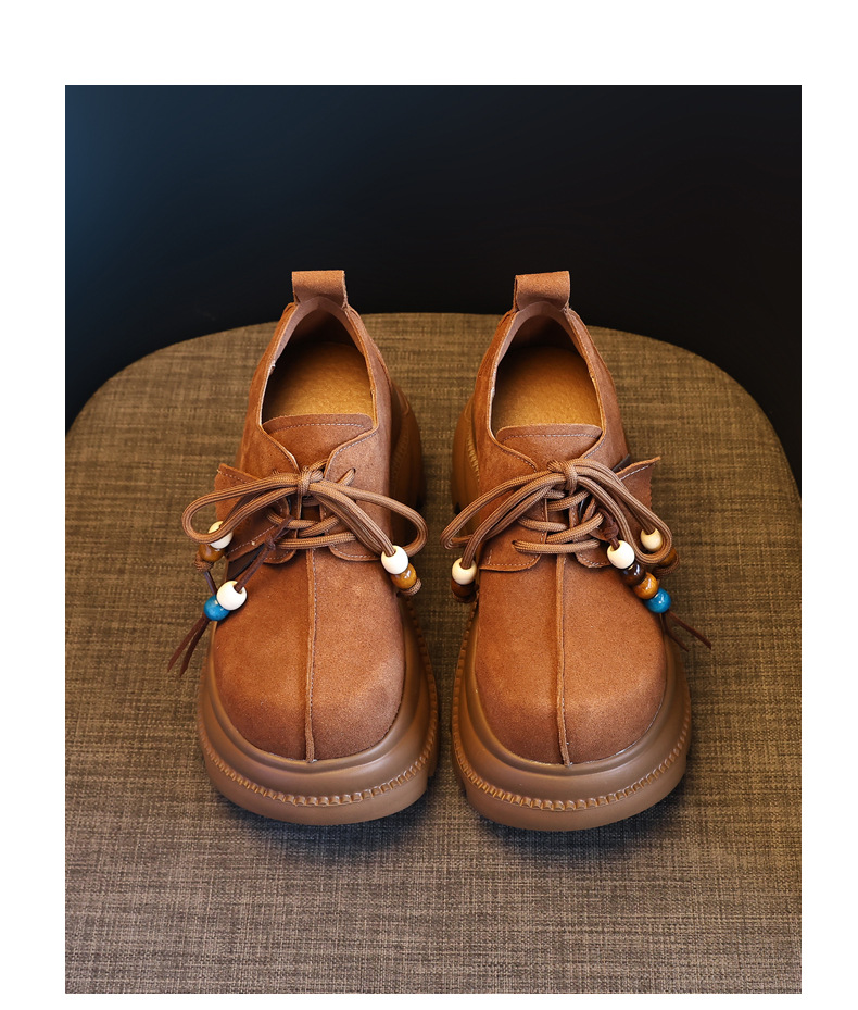 Giày lười nữ đế xuồng cao platform phong cách JK preppy thanh lịch, đế dày — nâu chi tiết 19