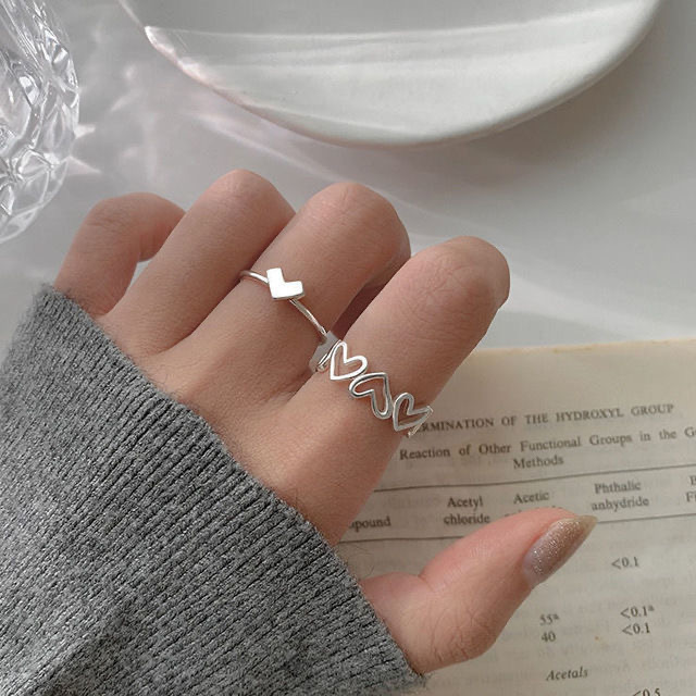 Heart-shaped Ring Set For Women, Stylish Open Design Designer Rings_voghion.com