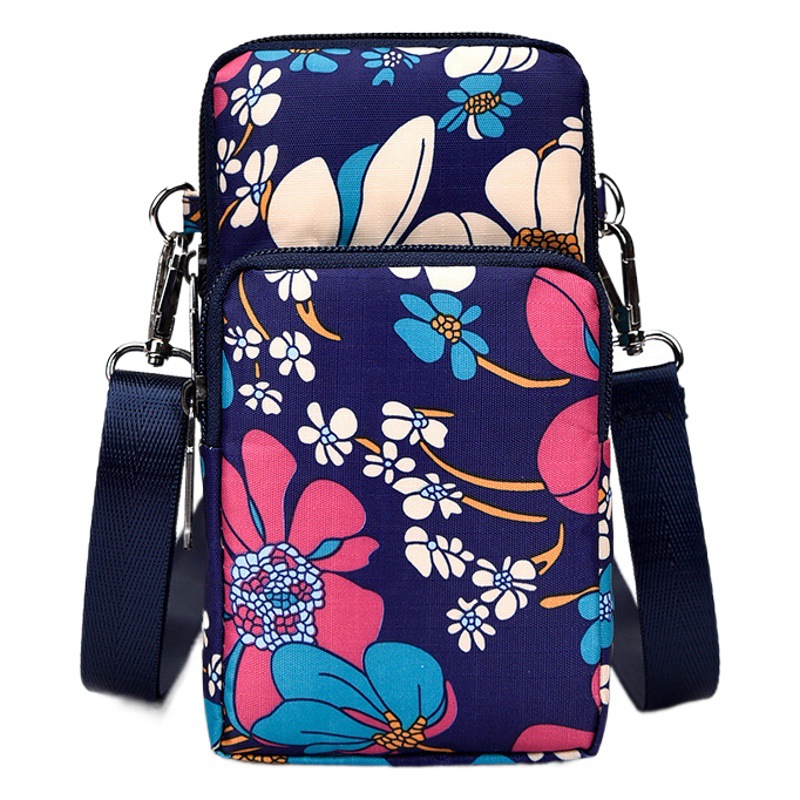 Factory Cross-border Korean Printed Nylon Crossbody Bag Mini Small Bag Crossbody Coin Purse Mobile Phone Bag Mobile Phone Bag