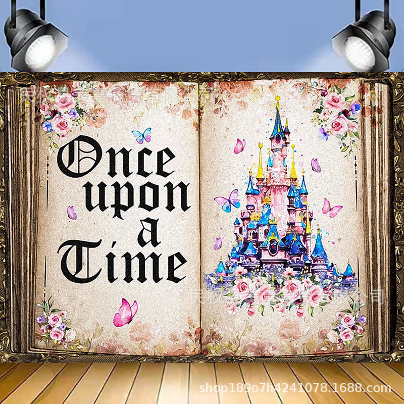 Foreign Trade Fairy Tale Flower Castle Background Cloth Amazon Kidsren's Birthday Dance Party Photo Banner Hanging Cloth