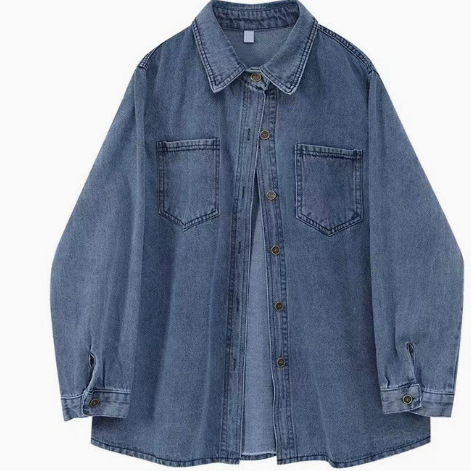 Blue Denim Shirt for Women, New Spring and Autumn Korean Style, Loose Fit, Versatile Layering, Thin Style, Petite Top, Trendy Shirt Blue Denim Shirt for Women, New Spring and Autumn Korean Style, Loose Fit, Versatile Layering, Thin Style, Petite Top, Trendy Shirt