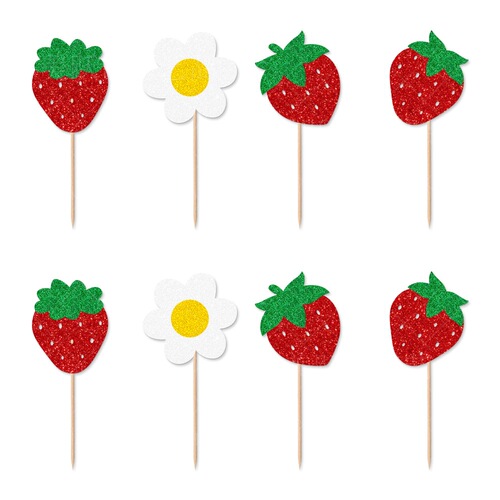 New Fruit Strawberry Themed Birthday Party Decoration Happy Birthday Flag Cake Decoration Strawberry Vignette