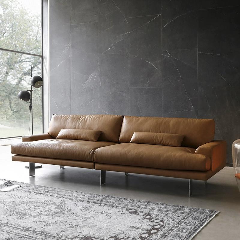 Sofá de cuero nórdico sala de estar apartamento pequeño moderno hogar italiano extremadamente simple diseñador tres posiciones Hardy
