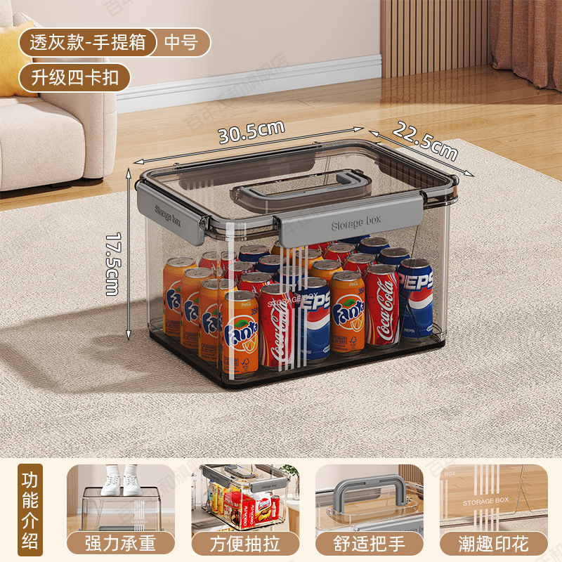 버클 4개 업그레이드❤️중간 크기❤️고화질 투명 블랙 [길이 30.5 폭 22.5 높이 17.5] 휴대용 포함