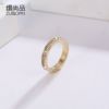 Fashionable golden wedding ring, jewelry, suitable for import, simple and elegant design, pink gold, diamond encrusted, Korean style