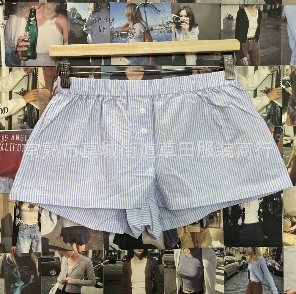 Шорты ретро спортивные с эластичным поясом, полосатый стиль, one size (талия 70 см, бёдра 100 см)