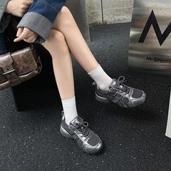 运动鞋女款2025夏新款真皮厚底网面德训鞋时尚透气百搭轻便休闲鞋