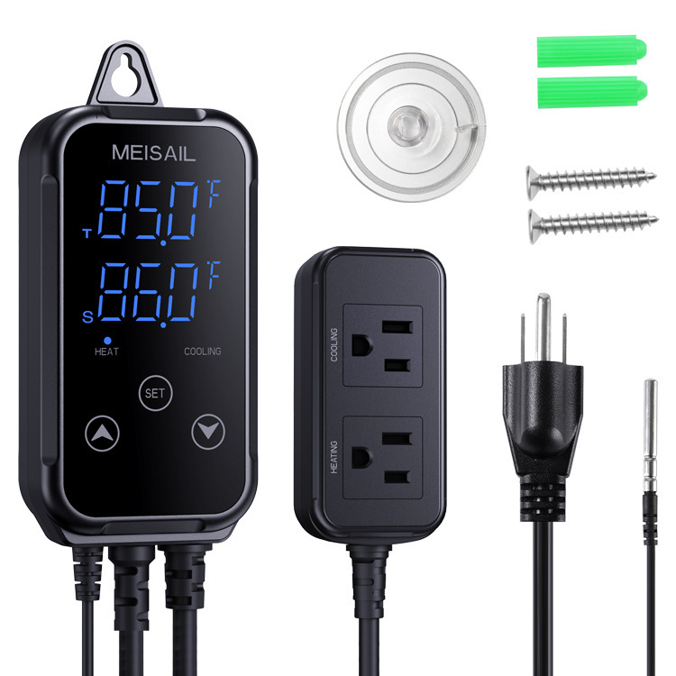 Refrigeration and Heating Dual Output Intelligent Plug-In Thermostat Turtle Box Breeding Greenhouse Mobile Electronic Thermostat