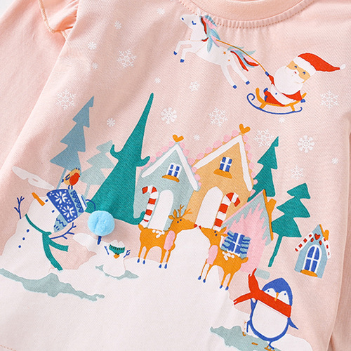 Cross-border malwee girls' T-shirt new winter European and American middle and small children round neck long sleeve cute little girl autumn top