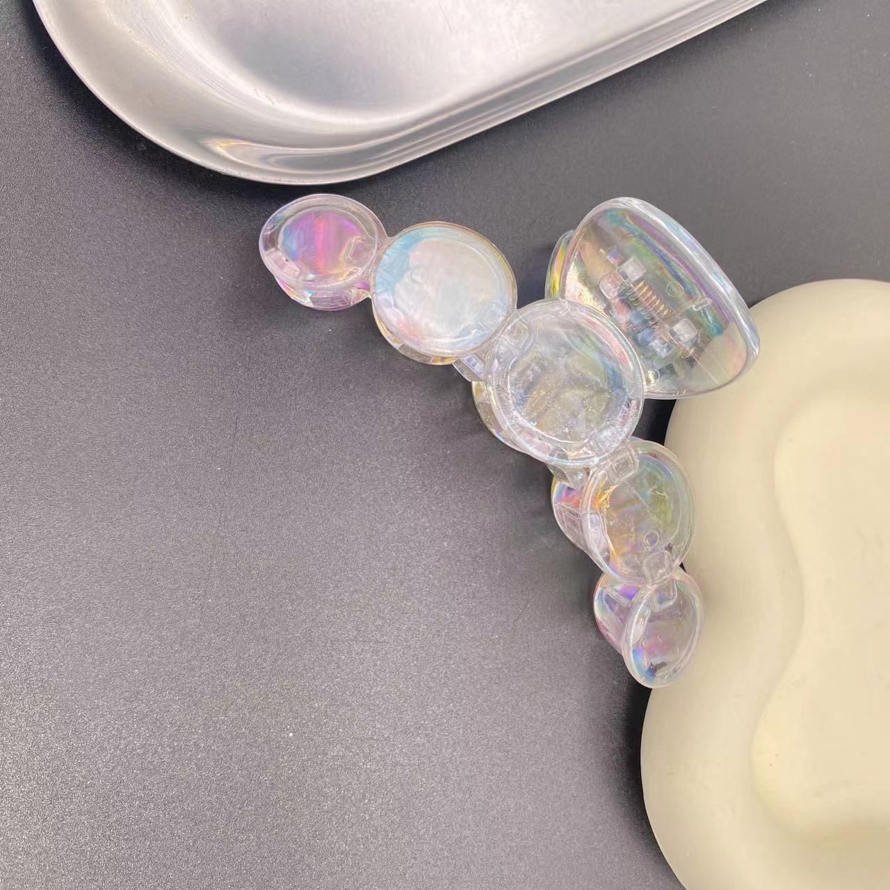 Colorido transparente humano pescado pinza de pelo grande Super Hada mariposa horquilla hembra espalda cuchara updo tiburón pelo clip accesorios para el cabello al por mayor