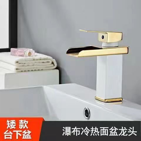 Fábrica directa de cobre baño cascada grifo lavabo grifo europeo boca ancha grifo caliente y frío