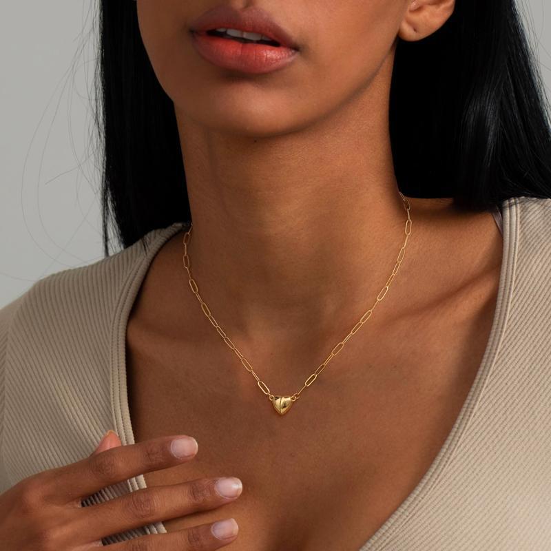 Heart Magnet Pendant Necklace For Women Stainless Steel Chain_voghion.com