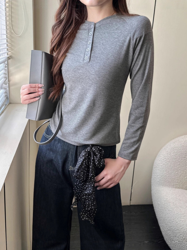 莱赛尔打底衫女春秋季薄款内搭上衣2025新款螺纹正肩修身显瘦T恤|undefined