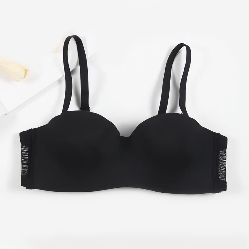 Fábrica de Shantou sostén sin marcas de espalda hermoso pecho pequeño reunido medio taza de estudiantes niñas antideslizante sin cinturón de hombro ropa interior