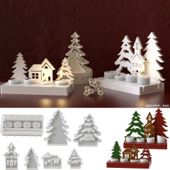 虞美人クリスマス燭台置物宝石型diyクリスマスツリー家四格燭台シリコン型