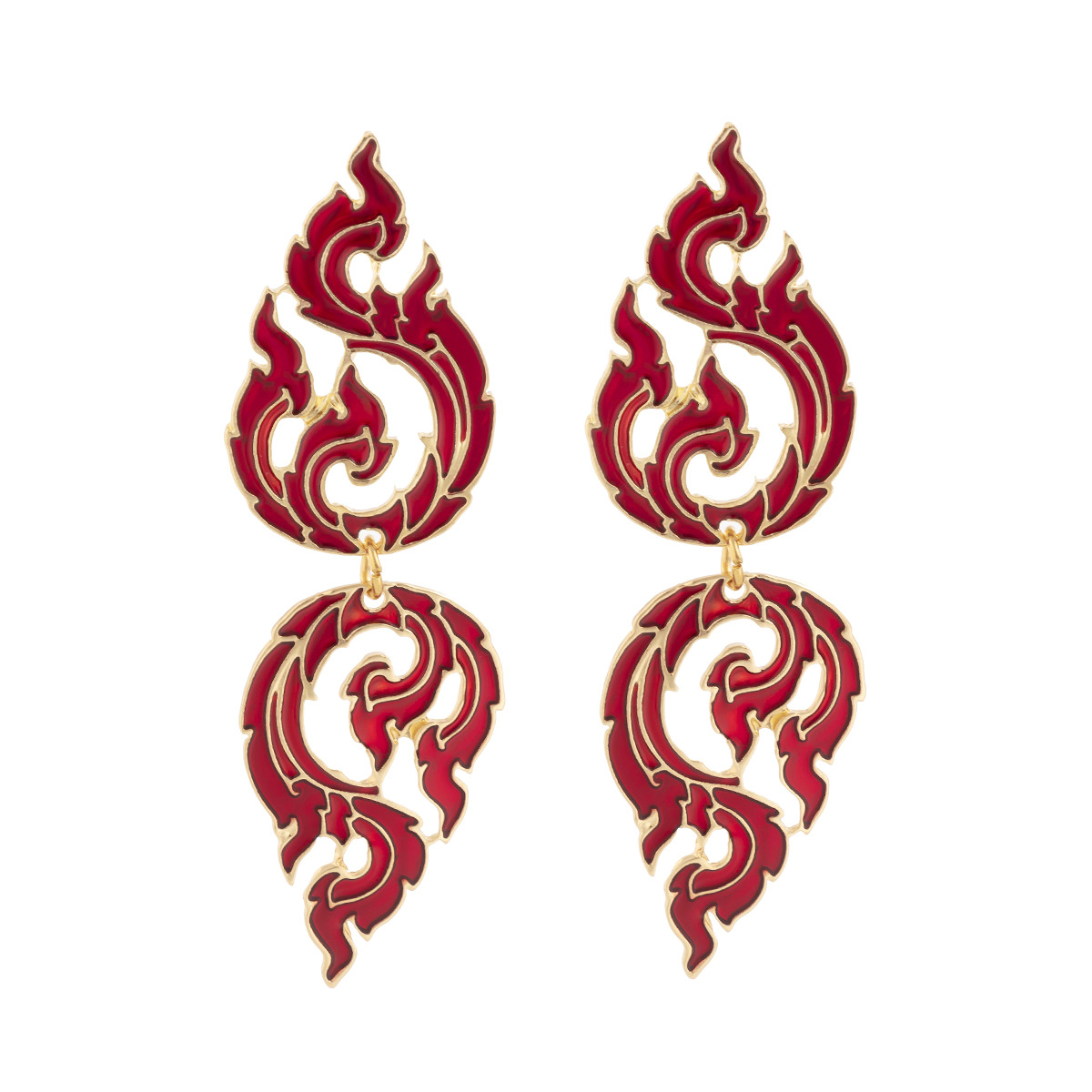 Geometric Dangle Earrings With Hollow Oil Drip Ethnic Style Design_voghion.com