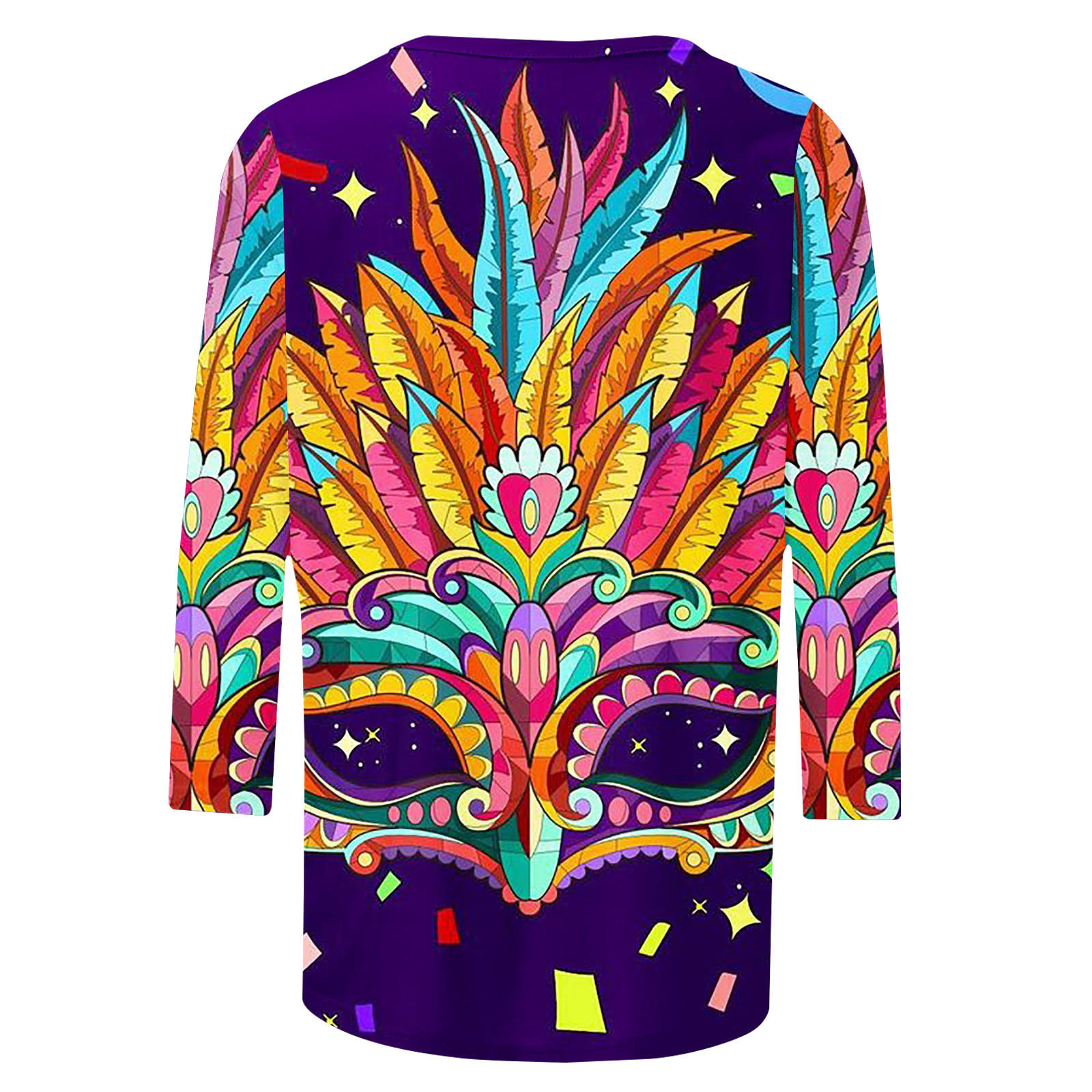 Nuova maschera a tema carnevalesco con stampa digitale trendy, girocollo, manica a 3/4_voghion.com